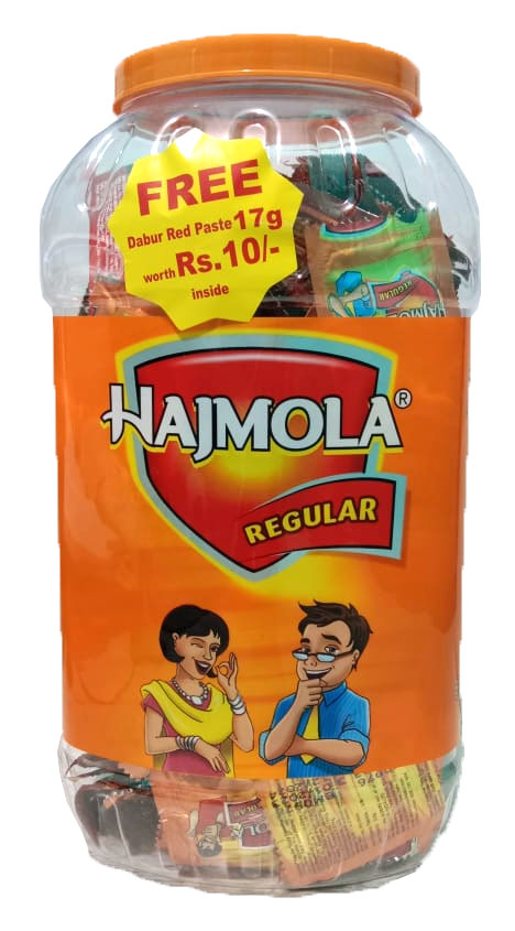 Dabur Hajmola - Regular Tablet Sachets, 160 pcs Jar (Rs. 1 each) + Free Rs.10 Dabur Red Paste 